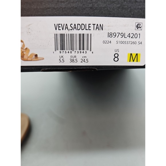 Naturalizer Veva Saddle Tan Leather Block Heel Sandals I8979L4201 Size 8 EUC - Picture 5 of 6